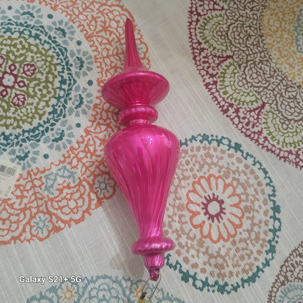 Vintage Handblown Magenta glass ornament